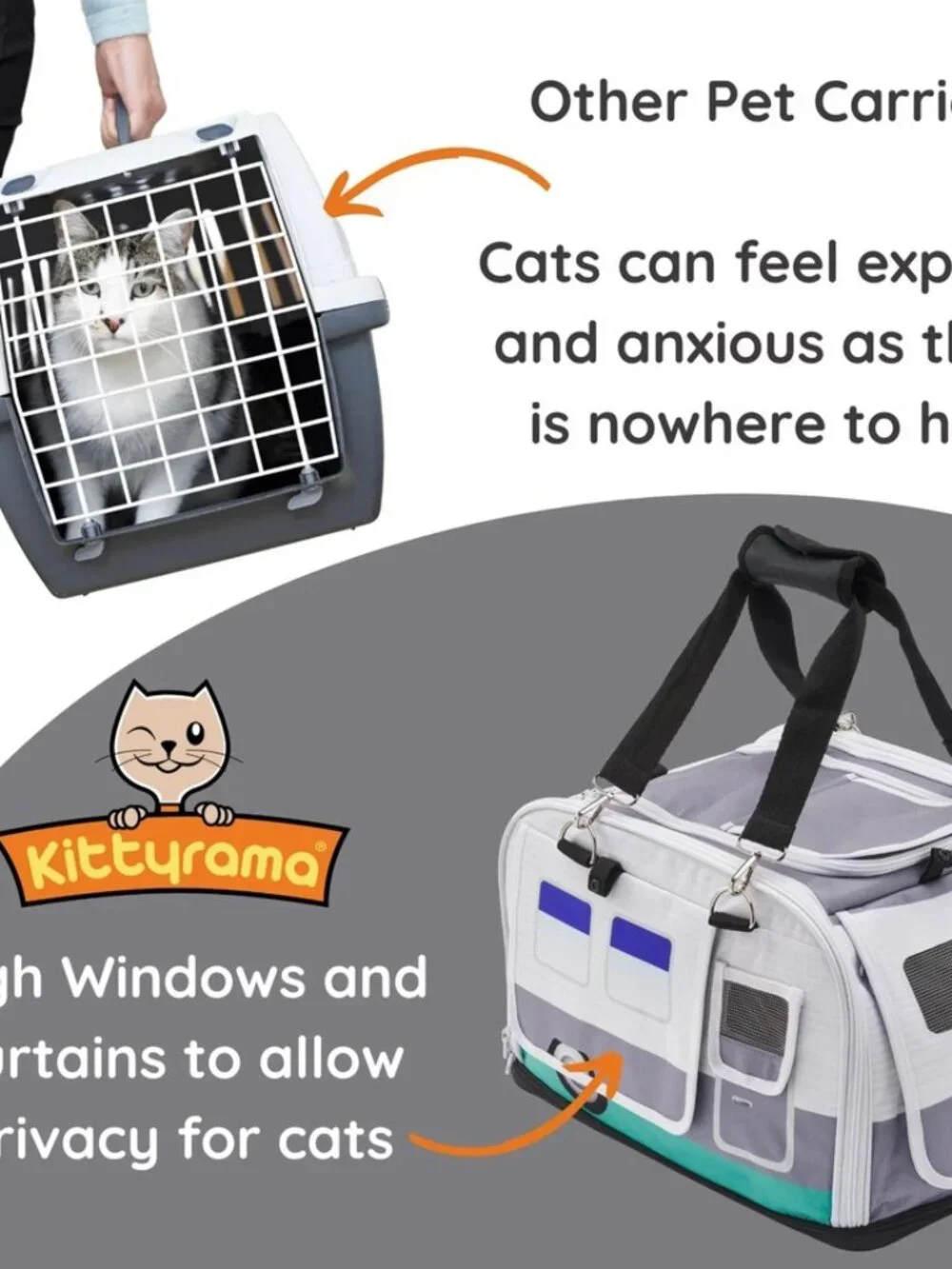 Kittyrama Hideaway Cat Camper Carrier Expandable Travel House Portable Pet Home